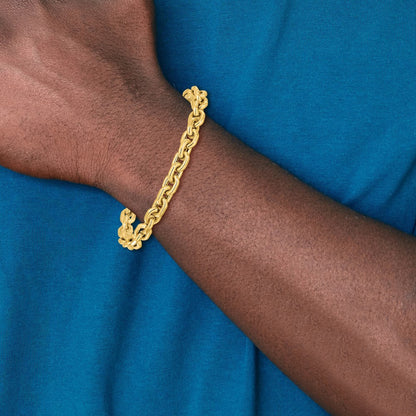 14K Yellow Gold Polished 6.8mm Fancy Cable Link 8 Inch Bracelet