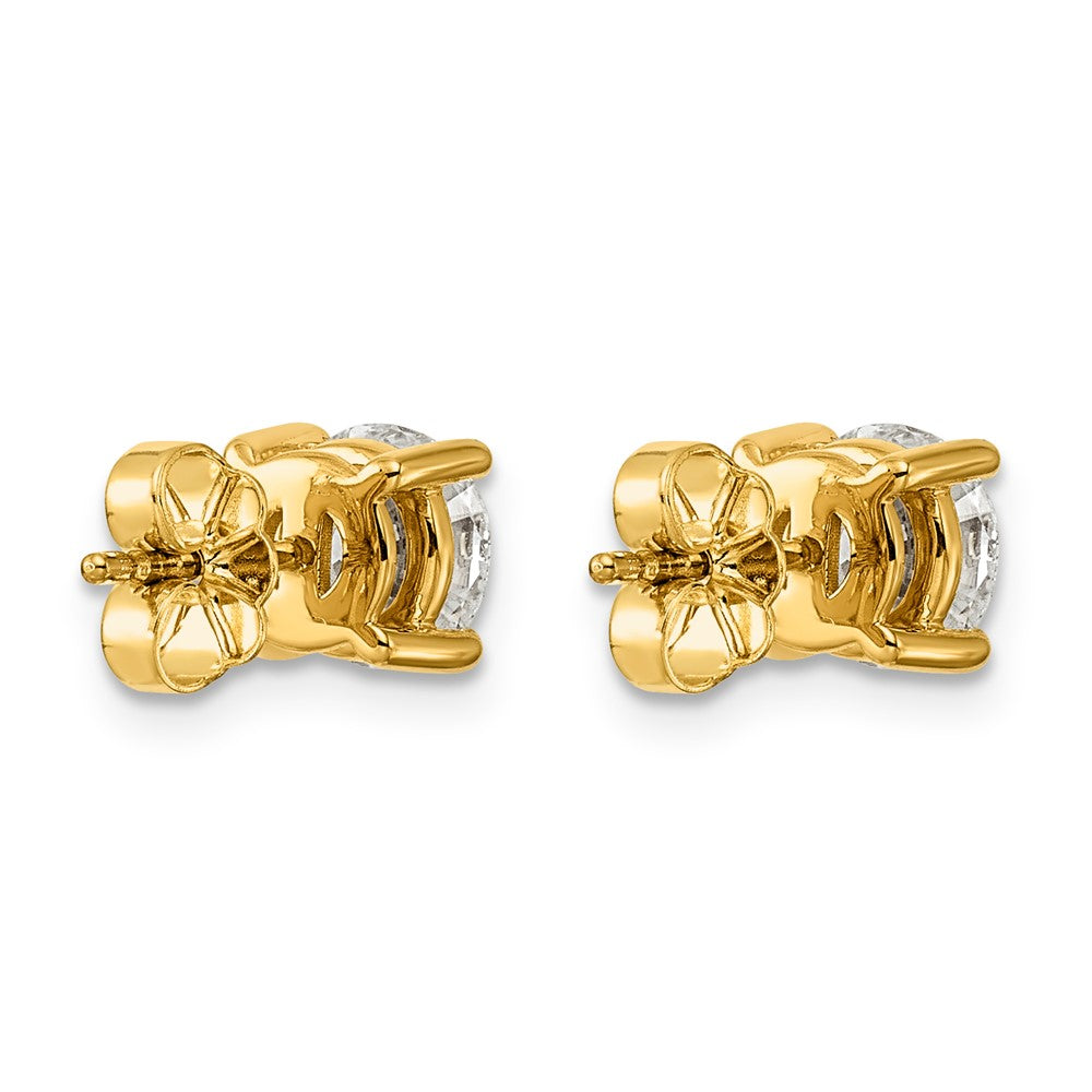 14K Yellow Gold 2 carat Certified Lab Grown Diamond VS+ F+ Round Complete Four Prong Lightweight Stud Earrings