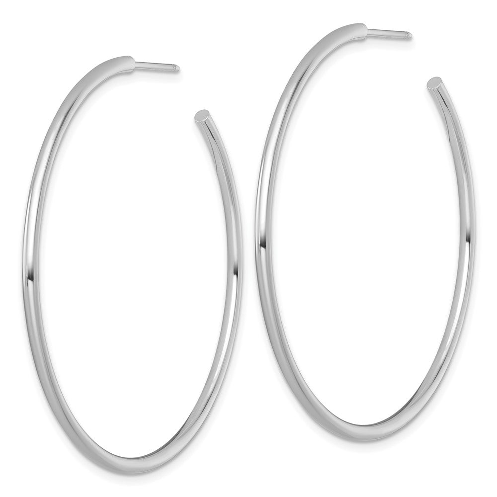 14K White Gold Polished 2.0 x 50mm Tube C-Hoop Post Earrings