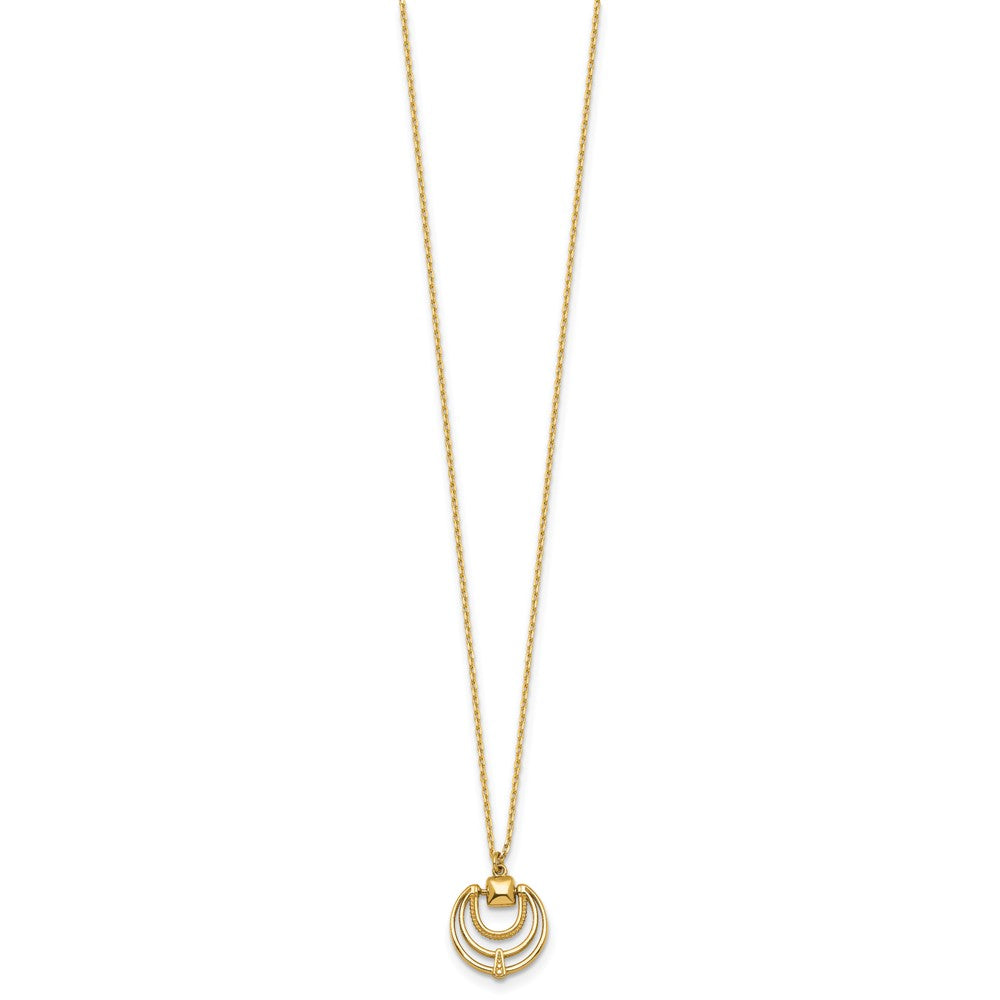 14K Yellow Gold Polished and Textured Fancy Circles 17 Inch Necklace