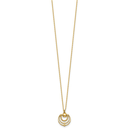 14K Yellow Gold Polished and Textured Fancy Circles 17 Inch Necklace