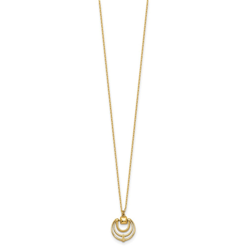 14K Yellow Gold Polished and Textured Fancy Circles 17 Inch Necklace
