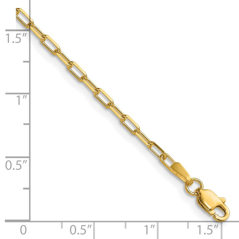 14K Yellow Gold 2.1mm Solid Beveled Paperclip Chain Bracelet