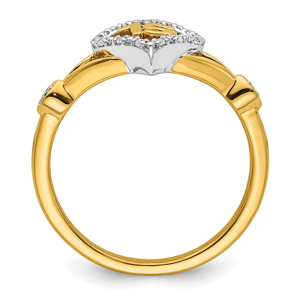 14K Two-Tone Gold Two-tone Polished Diamond Quinceanera Heart/Crown Ring