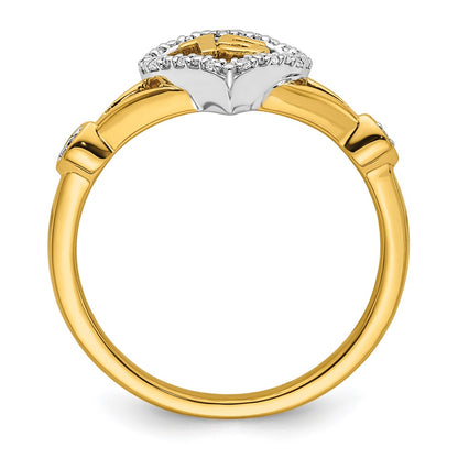 14K Two-Tone Gold Two-tone Polished Diamond Quinceanera Heart/Crown Ring