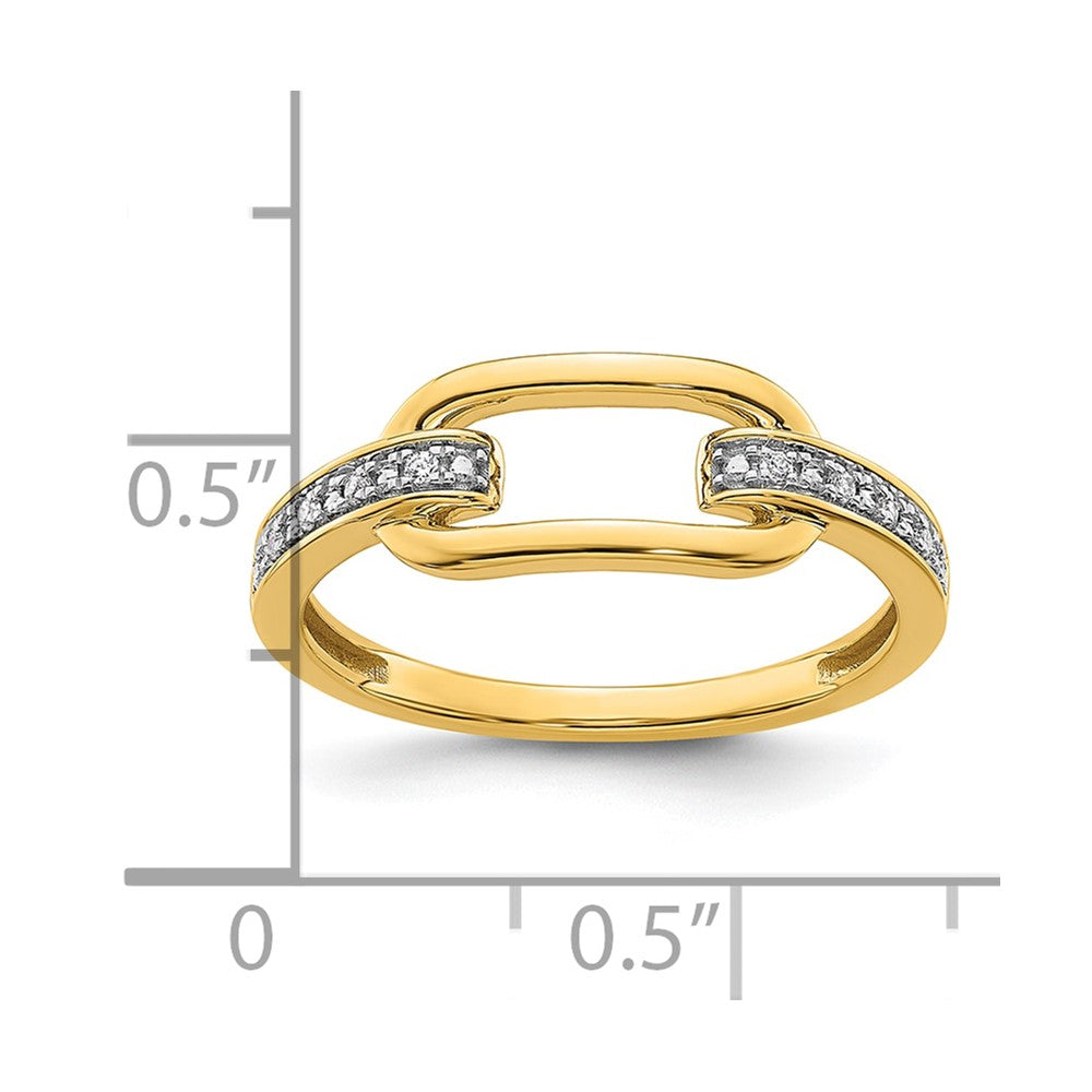 14K Yellow Gold Polished Diamond Link Fashion Ring