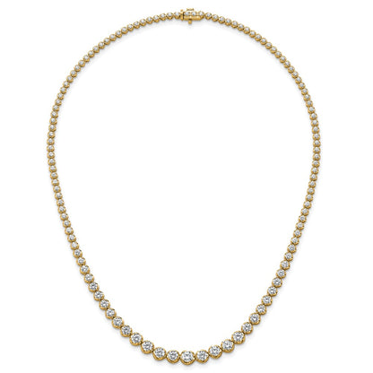 14K Yellow Gold 10 1/2 carat Certified Lab Grown Diamond VS+ F+ Complete Round 16 Inch Graduated Tennis Necklace