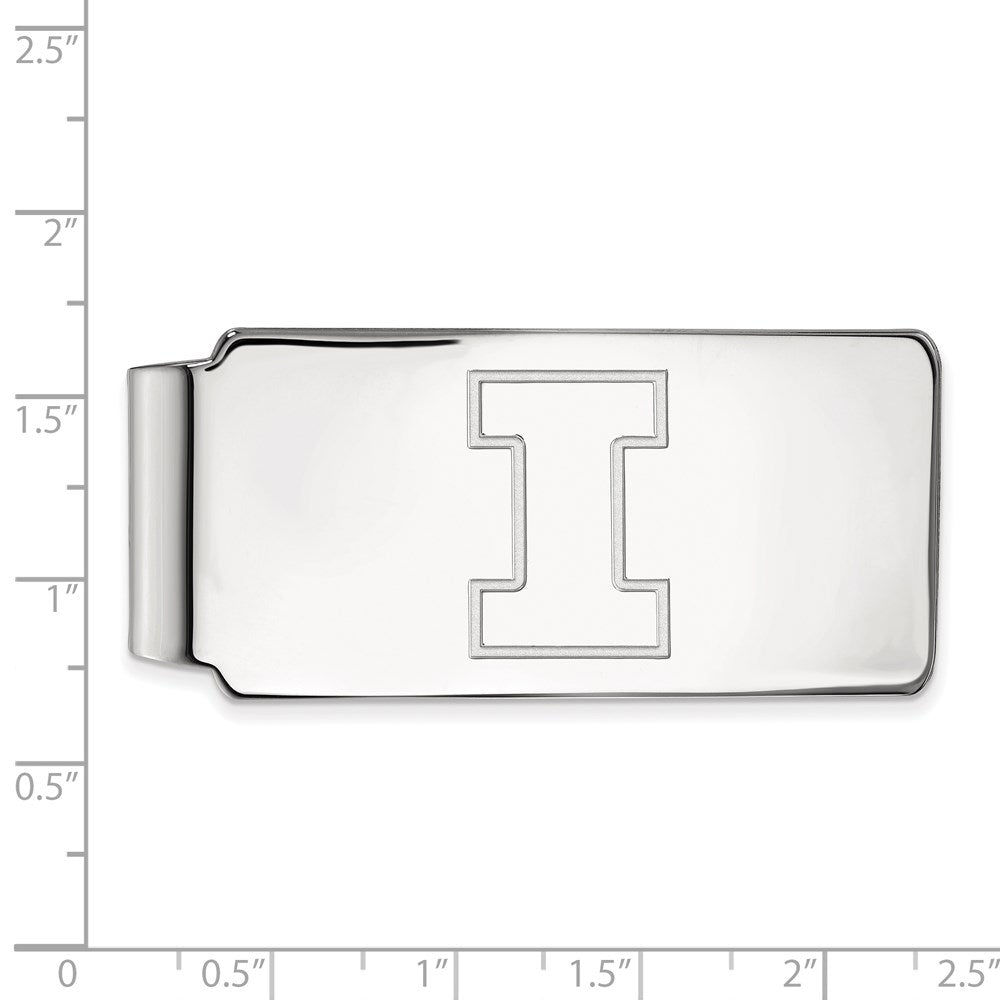 10K White Gold LogoArt University of Illinois Letter I Money Clip