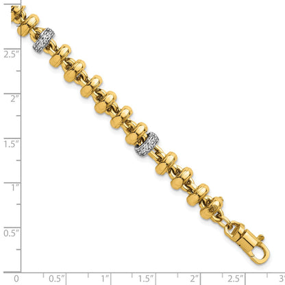 14K Two-Tone Gold Two-tone Polished Fancy Link CZ 7.5 Inch Bracelet