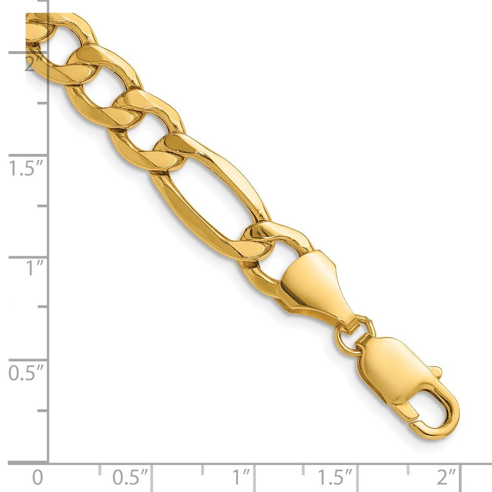 14K Yellow Gold 9.4mm Semi-Solid Figaro 8 Inch Chain