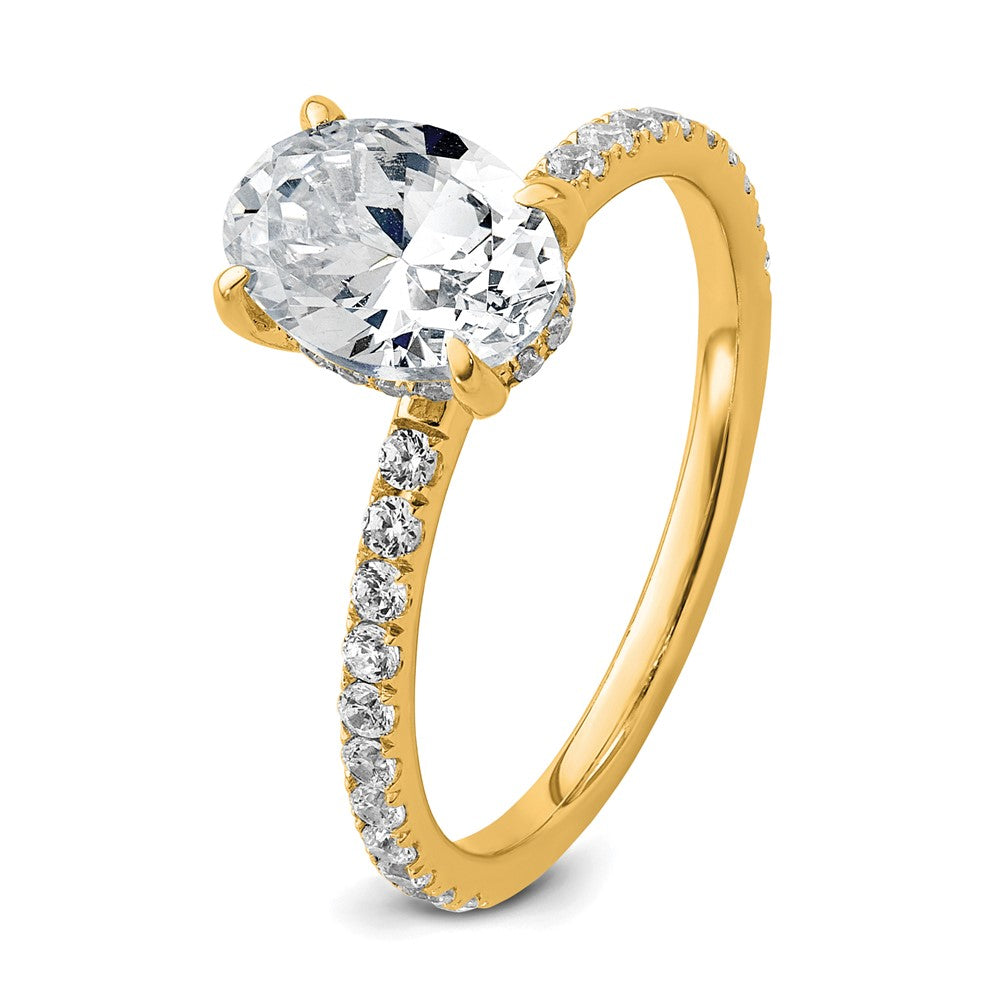 14K Yellow Gold 1 7/8 carat Certified Lab Grown Diamond VS/SI+ G+ Oval Complete Solitaire with Flair Engagement Ring
