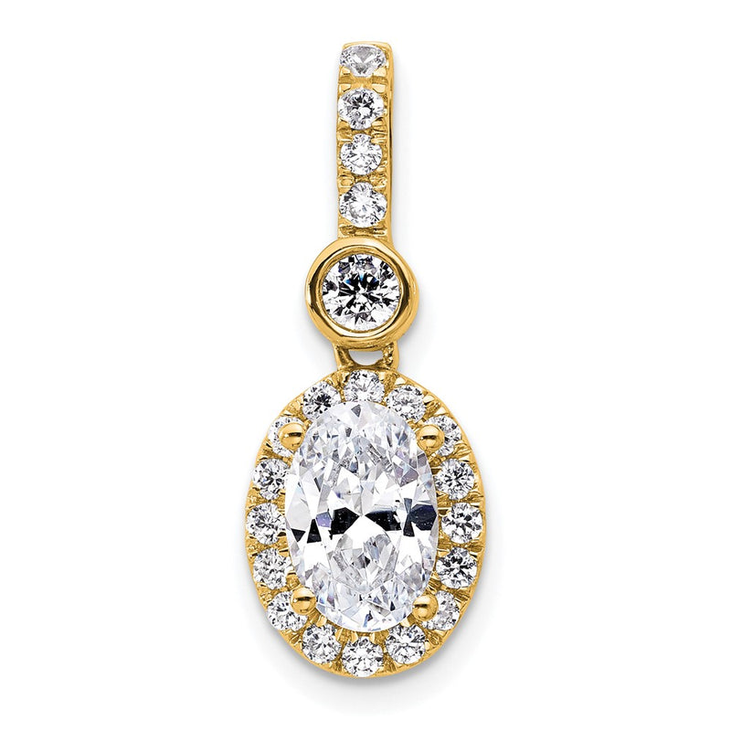 14K Yellow Gold 2 carat Certified Lab Grown Diamond VS+ F+ Oval Complete Halo Pendant
