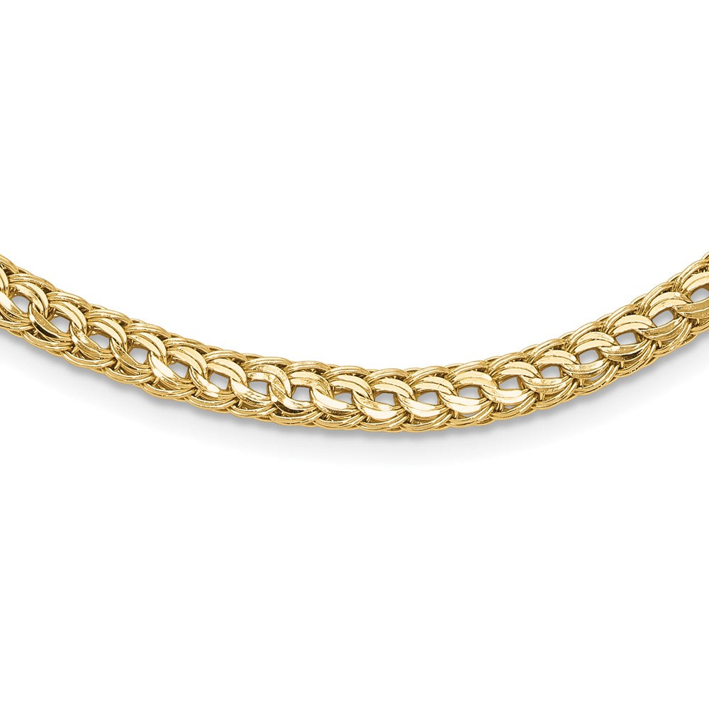 14K Yellow Gold Polished 4.5mm Fancy Diamond-cut Link 18 Inch Necklace
