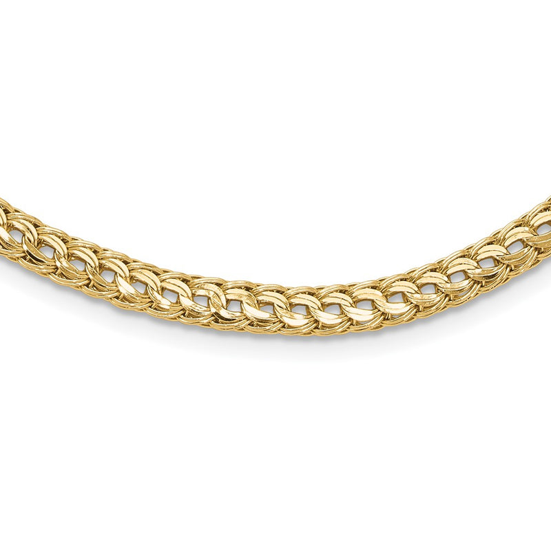 14K Yellow Gold Polished 4.5mm Fancy Diamond-cut Link 18 Inch Necklace