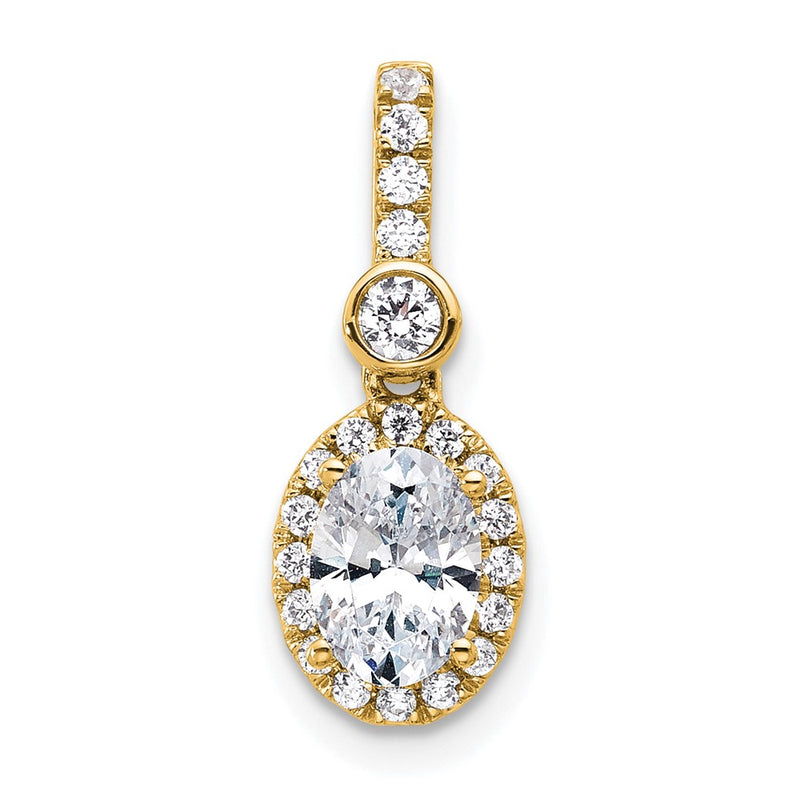 14K Yellow Gold 1 carat Certified Lab Grown Diamond VS/SI+ G+ Oval Complete Halo Pendant