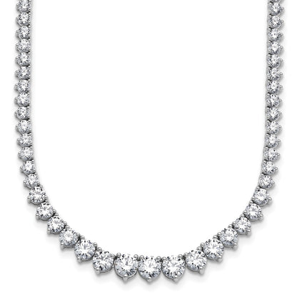 14K White Gold 15 1/10 carat Lab Grown Diamond VS/SI+ G+ Complete Round 16 Inch Graduated Tennis Necklace