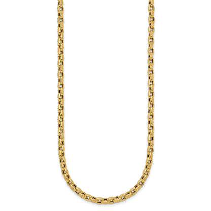 14K Yellow Gold Polished 4mm Fancy Textured Rolo Link 17.25 Inch Necklace