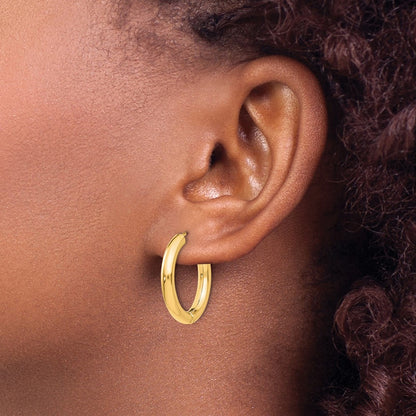 14K Yellow Gold Polished Hinged Hoop Earrings
