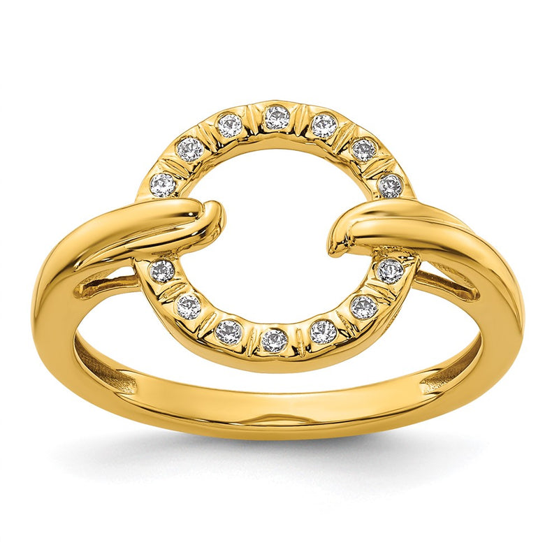 14K Yellow Gold Polished Diamond Open Circle Fashion Ring