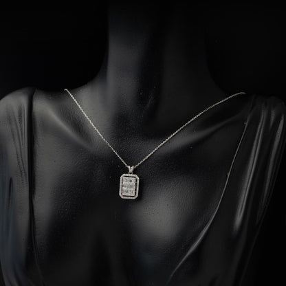14K White Gold Baguette Diamond Necklace