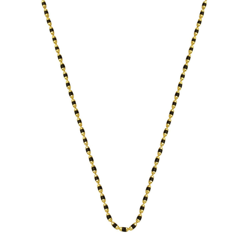 14K Yellow Gold Black Enamel Chain Necklace