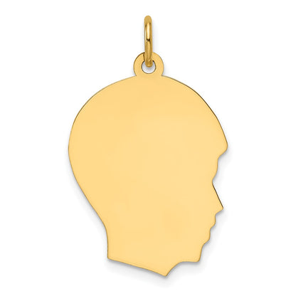 14K Yellow Gold Plain Medium Facing Right Engravable Boy Head Charm