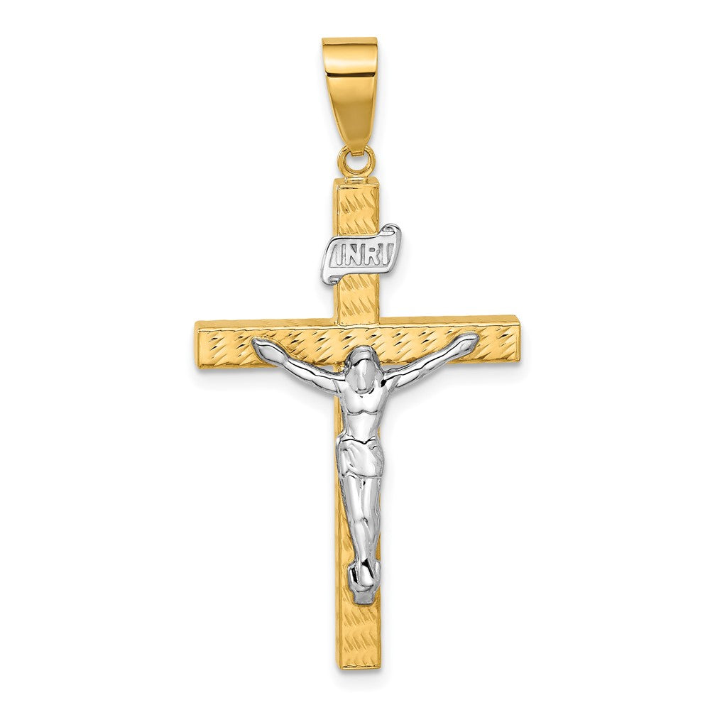 14K Two-Tone Gold Two-tone Polished and Diamond-cut Crucifix Pendant