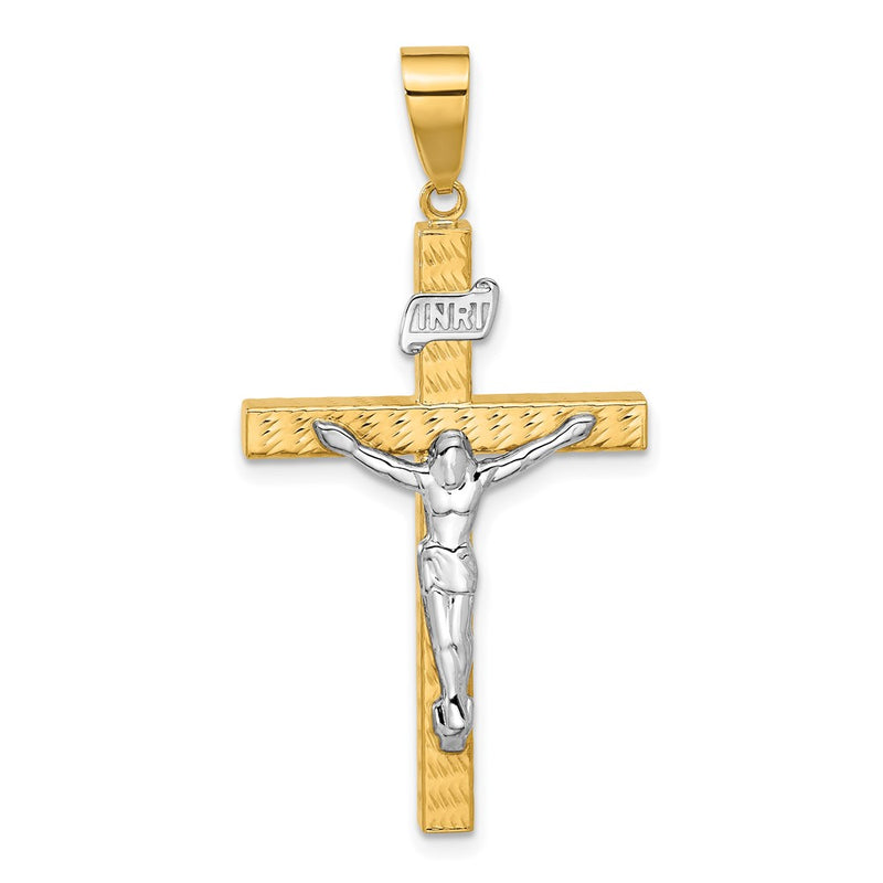 14K Two-Tone Gold Two-tone Polished and Diamond-cut Crucifix Pendant