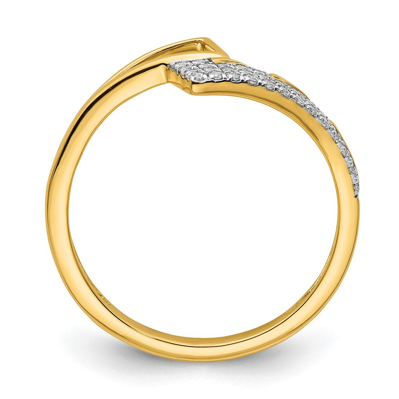 14K Yellow Gold Polished Diamond Geometric Fashion Ring