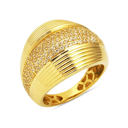 14K Yellow Gold Signet Cubic Zirconia Ring