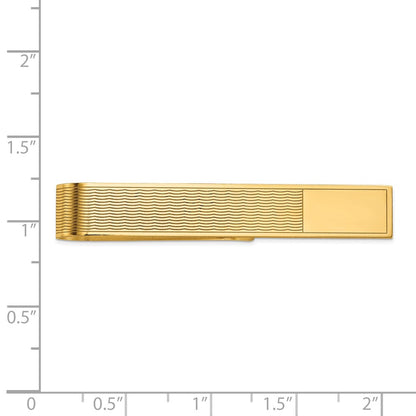 14K Yellow Gold Men's Grooved Engravable Tie Bar