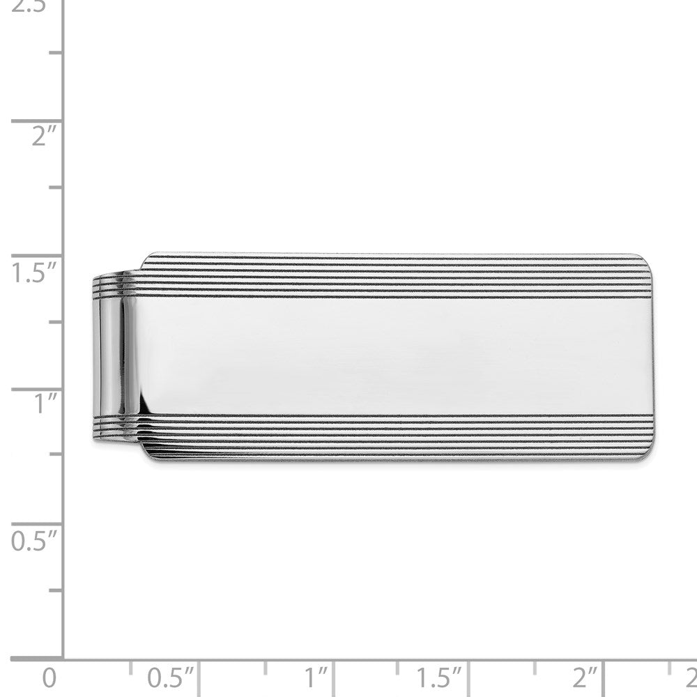 14K White Gold Men's Grooved Money Clip