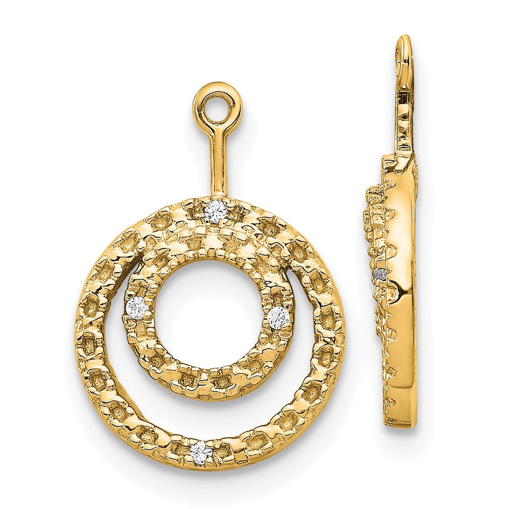 14K Yellow Gold Double Circle Diamond Earring Jackets