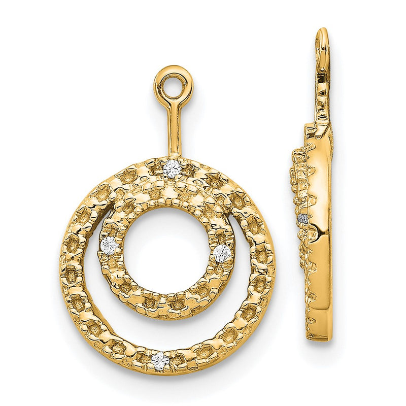 14K Yellow Gold Double Circle Diamond Earring Jackets