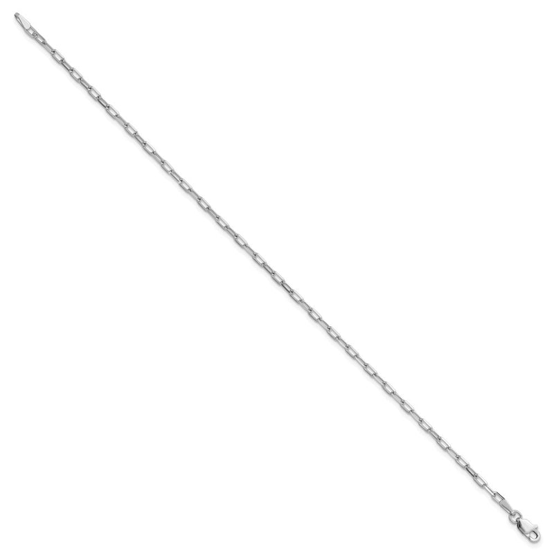 14K White Gold 2.1mm Solid Beveled Paperclip 8 Inch Chain