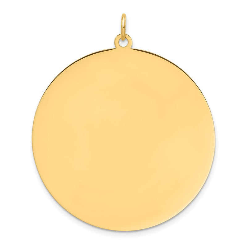 14K Yellow Gold Plain .011 Gauge Round Engravable 38.3mm Disc Charm