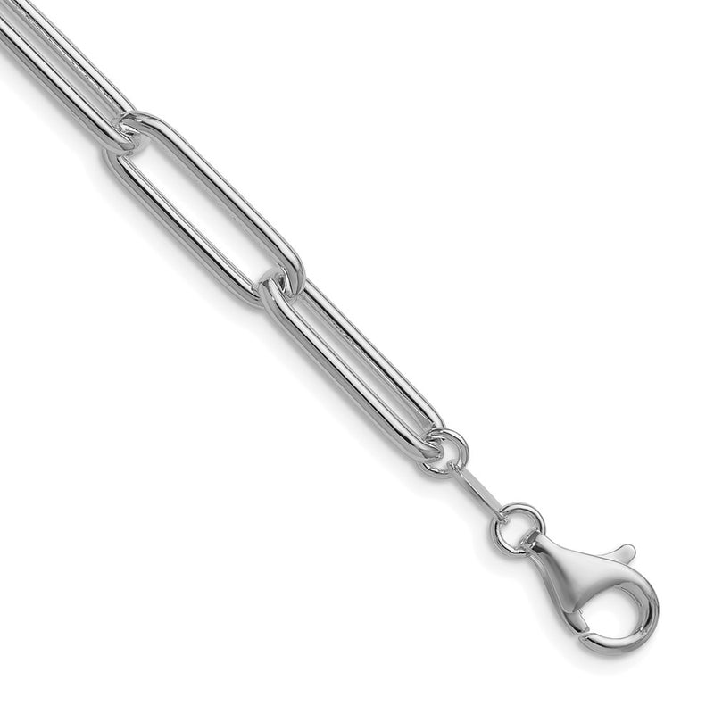 Sterling Silver Rhodium-plated Polished 6.5mm Paperclip 24 Inch Chain