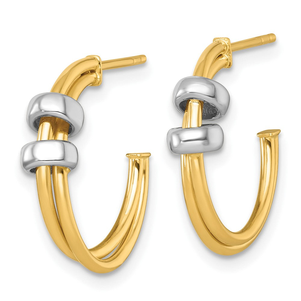 14K Two-Tone Gold Two-tone Polished with Rings Double C-Hoop Post Earrings