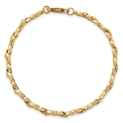 14K Yellow Gold Polished 4.7mm Fancy Twisted Link Chain Bracelet