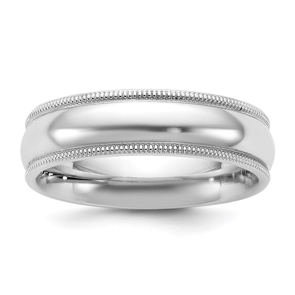 14k White Gold 5.5mm Milgrain Comfort Fit Wedding Band Ring