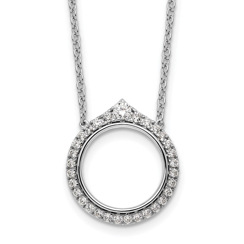 14K White Gold 1/2 carat Diamond Fancy Circle 18 Inch Necklace
