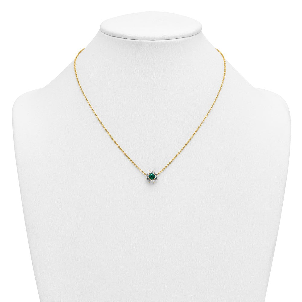 14K Yellow gold VS/SI G+ Lab Grown Diamond and AAA quality Genuine Emerald