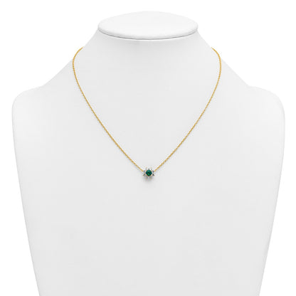 14K Yellow gold VS/SI G+ Lab Grown Diamond and AAA quality Genuine Emerald