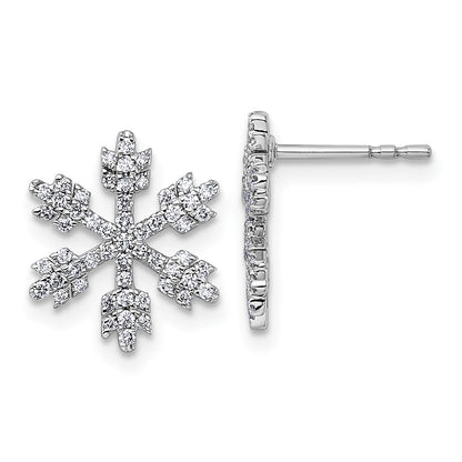 14K White Gold 1/2 carat Diamond Snowflake Post Earrings