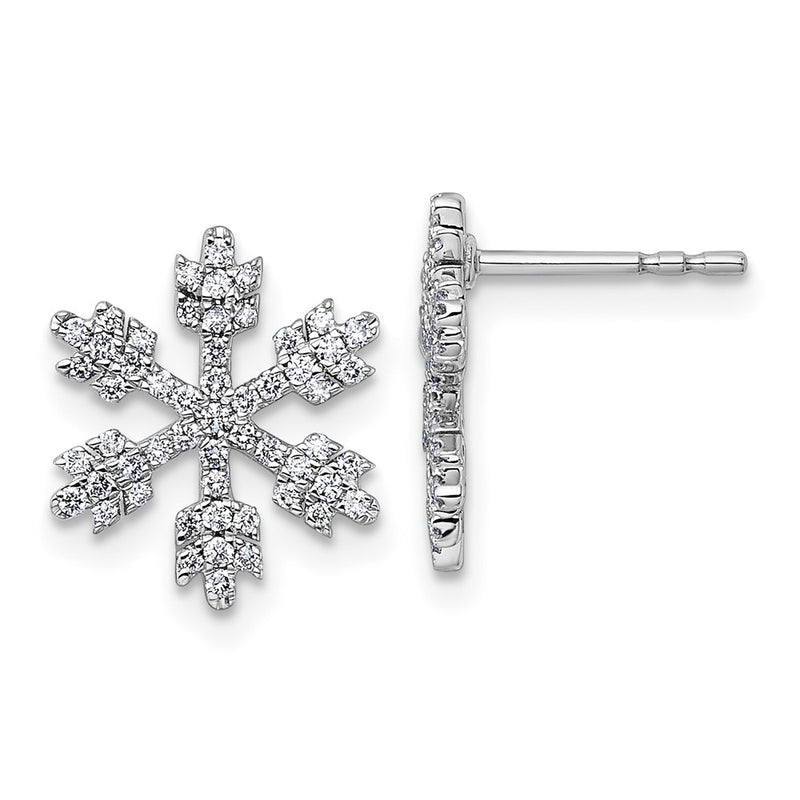 14K White Gold 1/2 carat Diamond Snowflake Post Earrings