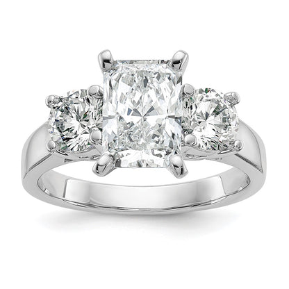 14K White Gold 3-Stone Peg Set Center Semi-mount Diamond Engagement Ring