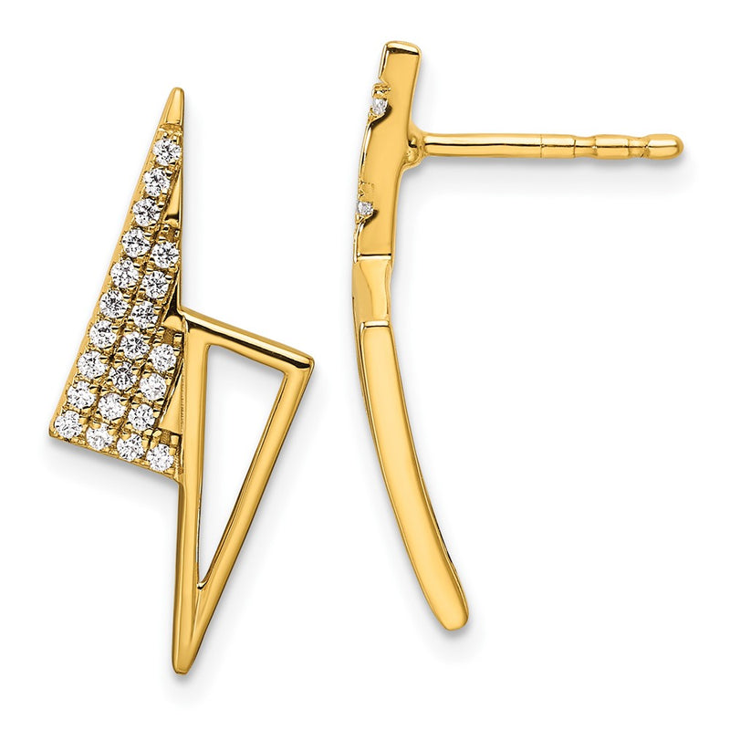14K Yellow Gold Polished 1/5 carat Diamond Geometric Triangles Fashion Post Earrings