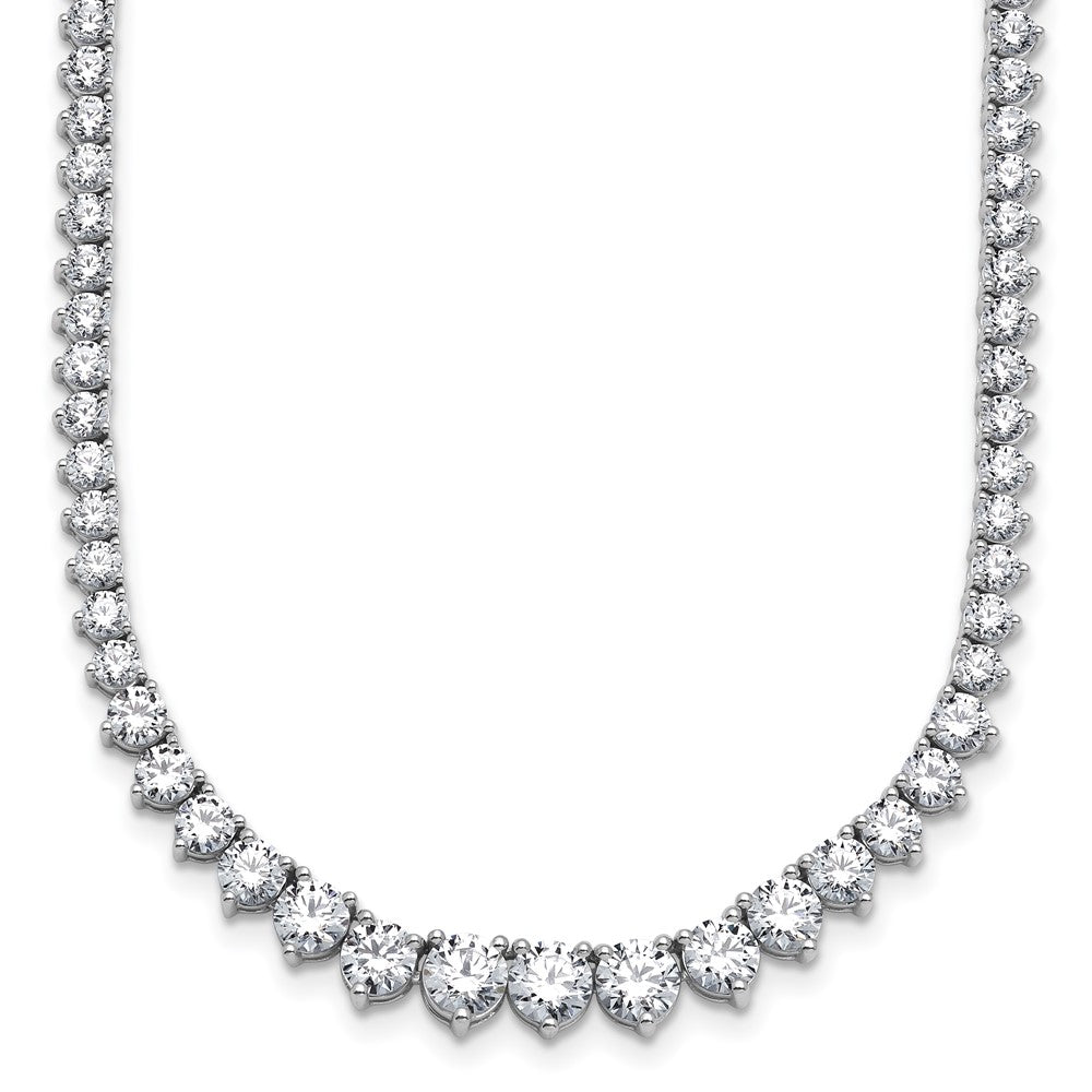 14K White Gold 15 1/10 carat Certified Lab Grown Diamond VS/SI+ G+ Complete Round 16 Inch Graduated Tennis Necklace