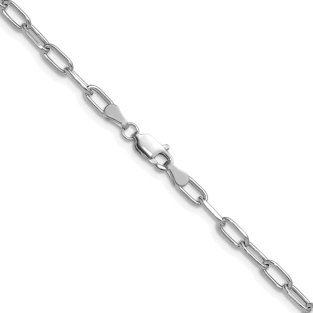 14K White Gold 3.7mm Semi-Solid Beveled Paperclip Chain Necklace