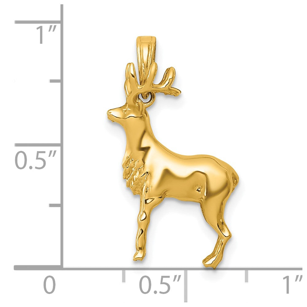 14K Yellow Gold Polished 3-D Reindeer Charm